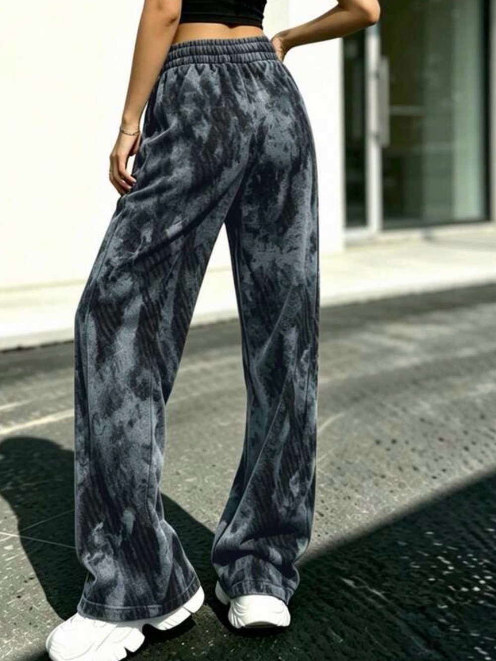 Wide Leg Tie-Dye Joggers Sweatpants with Drawstring - Picture 2 of 5